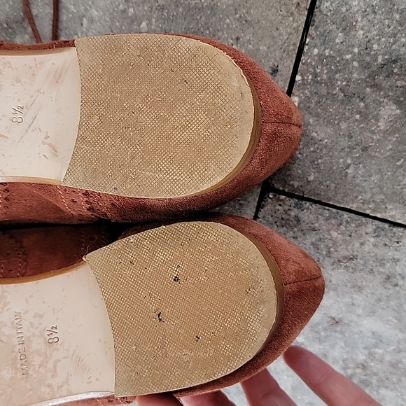 Garnet Hill Felisa Soft Oxford Sz 8.5 Made in Italy Suede Burnt Orange - Picture 11 of 13